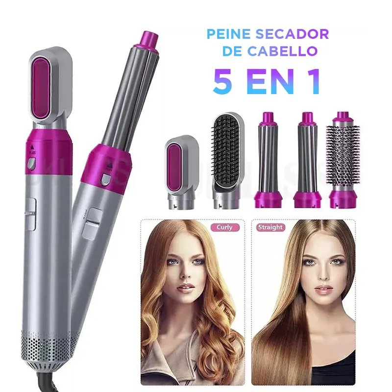 GENERICO - Peine Cepillo Secador 5 en 1 Multiuso para Cabello y Alisa Anti Frizz