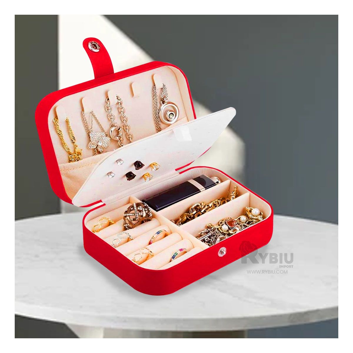 RYBIU IMPORT - Joyero para Ocasion Especial en Color Rojo Y+Papel de Regalo