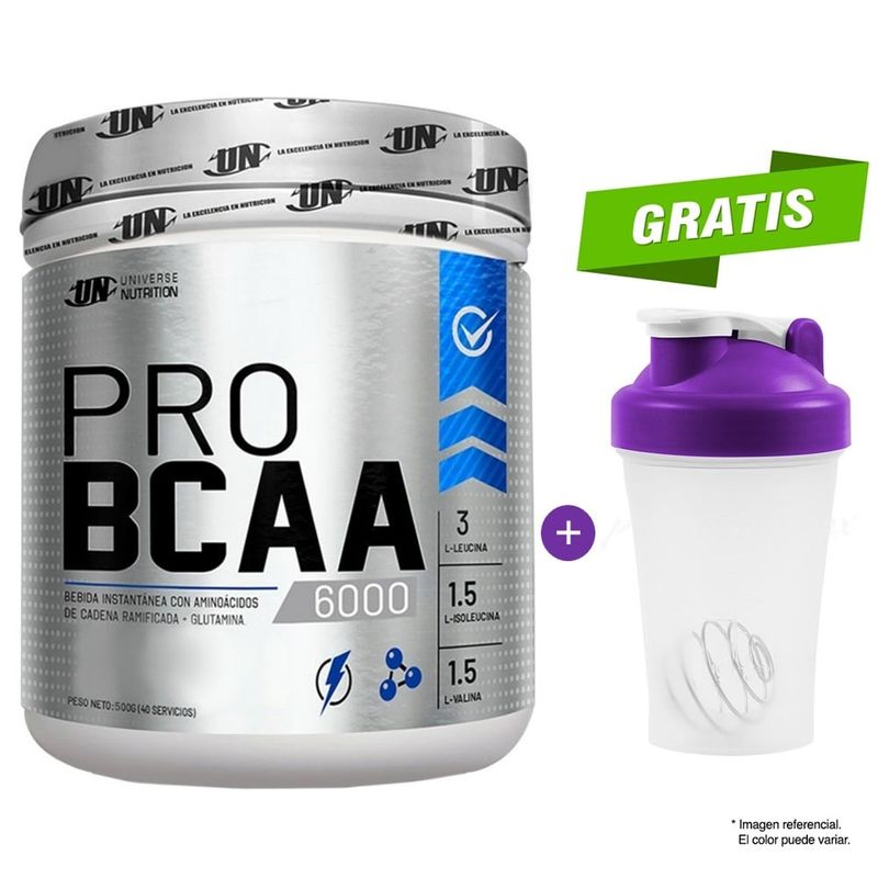 UNIVERSE NUTRITION - AMINOÁCIDO UNIVERSE NUTRITION PRO BCAA 6000 500G MANZANA + SHAKER