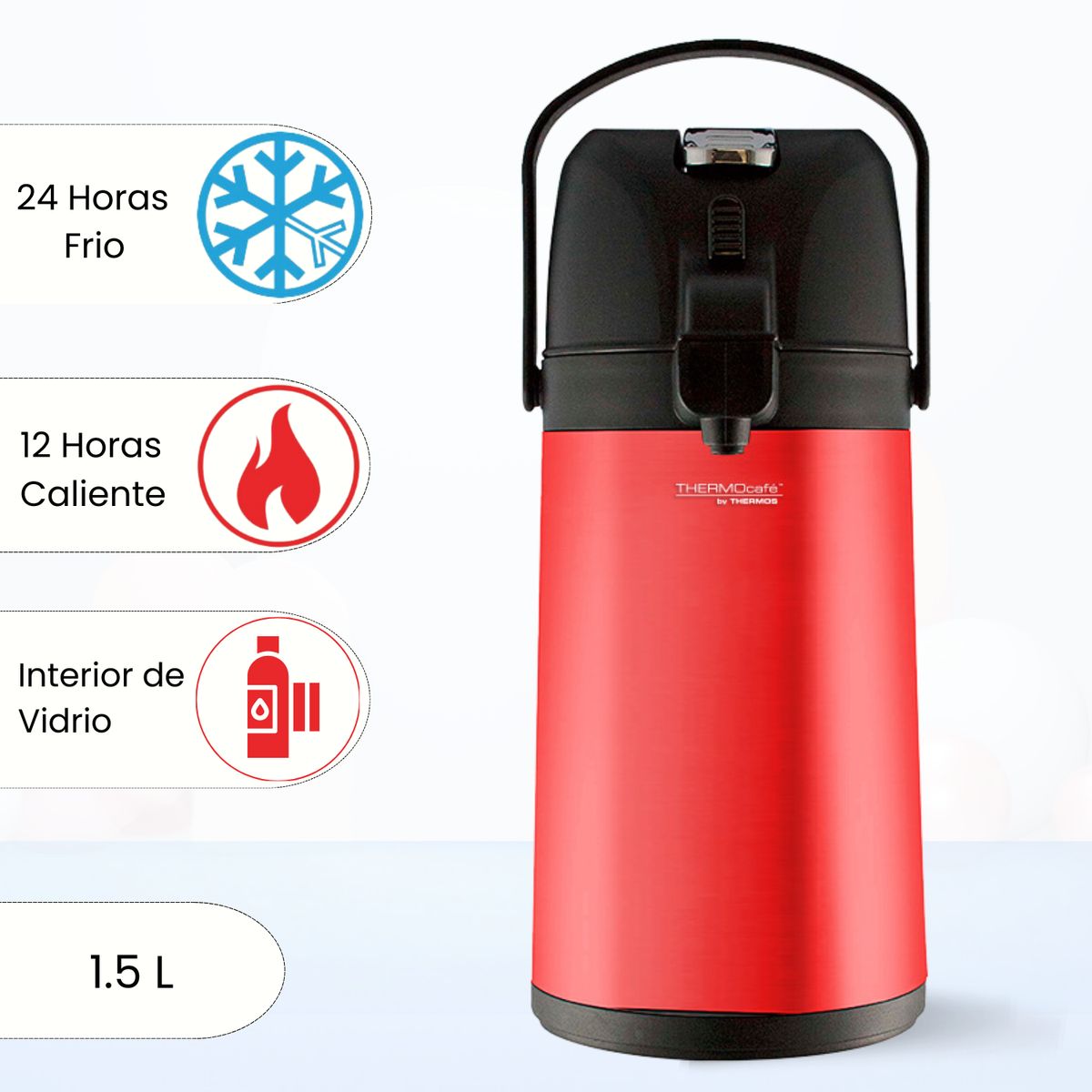 THERMOS - Termo Sifón LEVER CROMADO 1.50 L Rojo