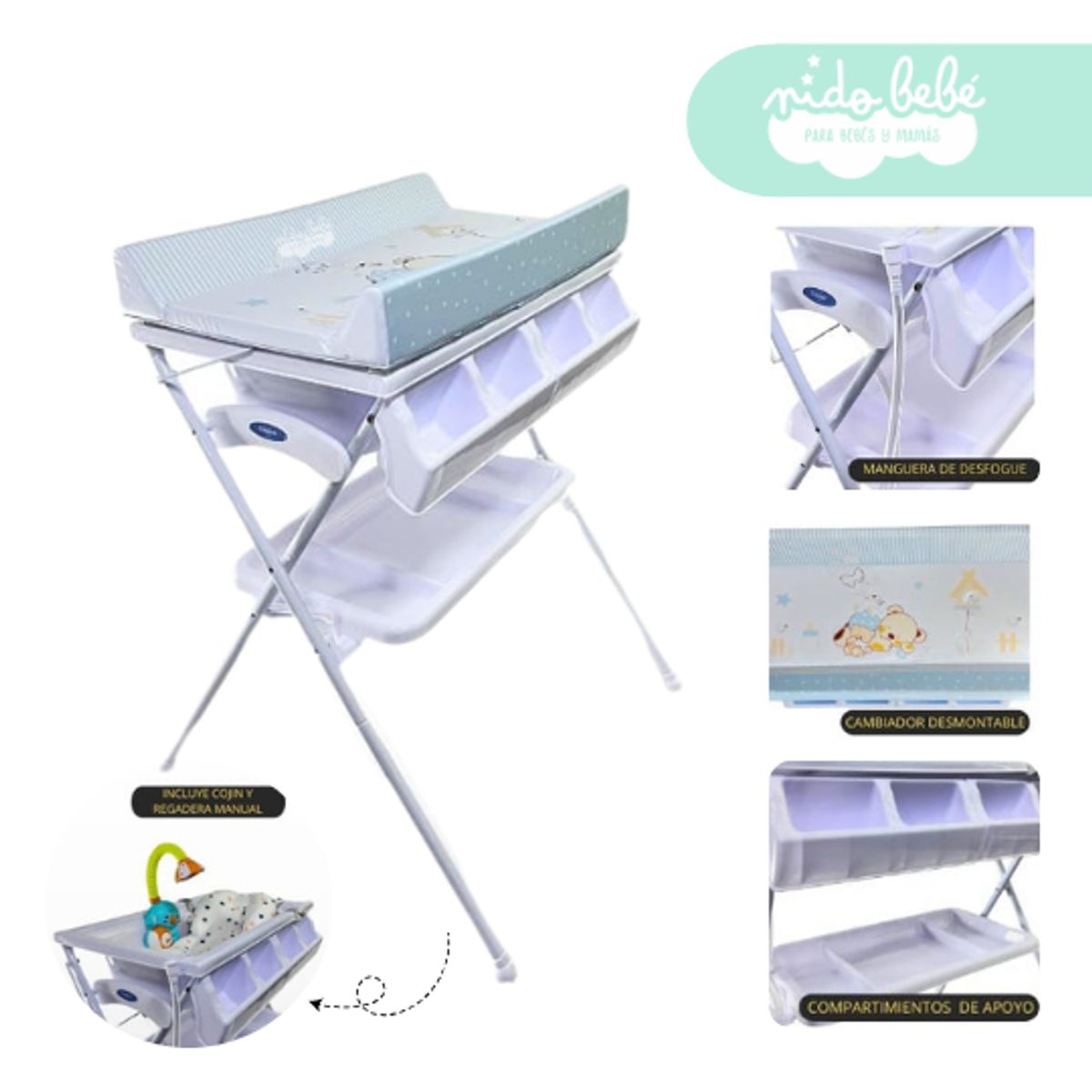 GENERICO - Bañera Cambiador de Bebé Celeste
