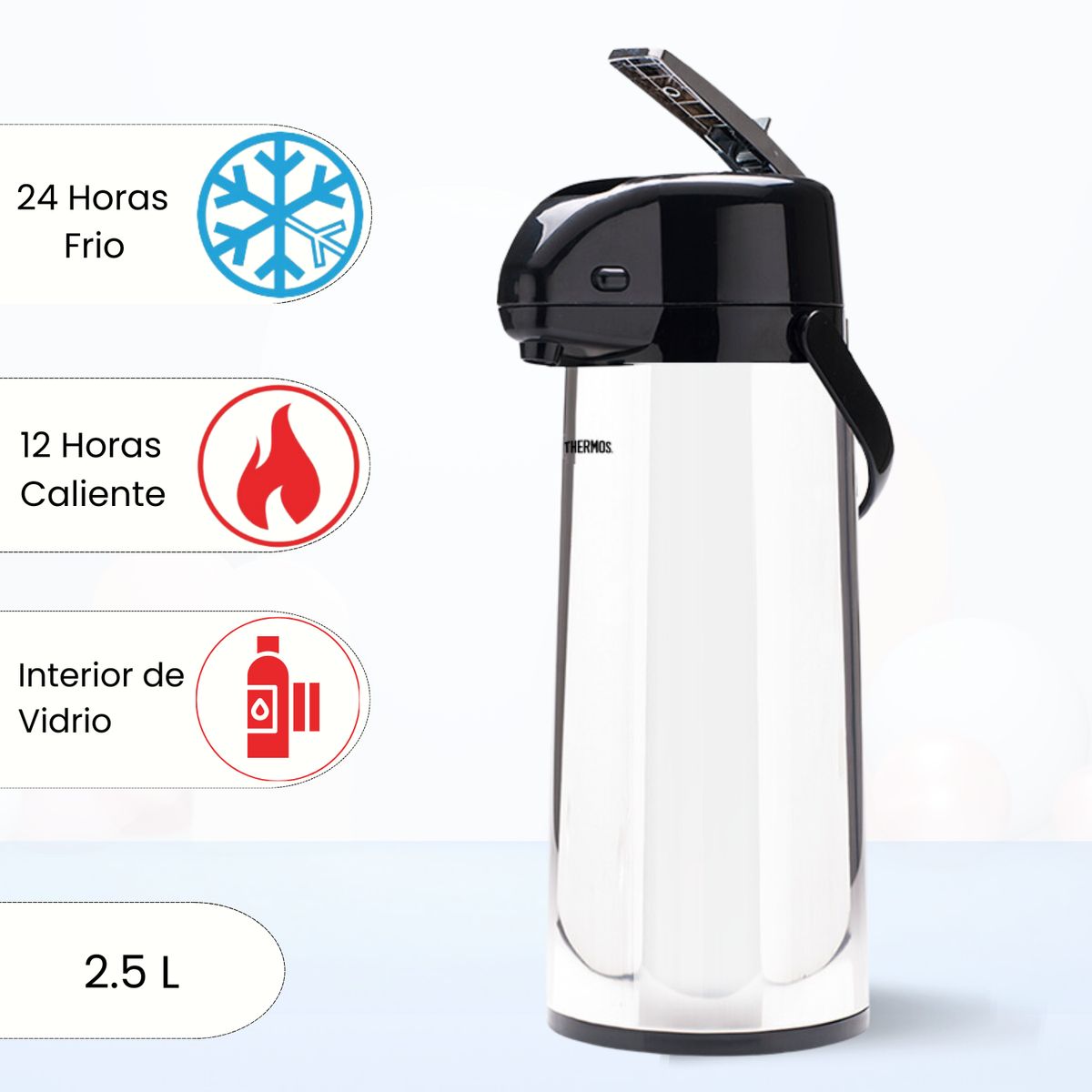 THERMOS - Termo Sifón LEVER ACTION - ESPEJO VIDRIO 2.50 L