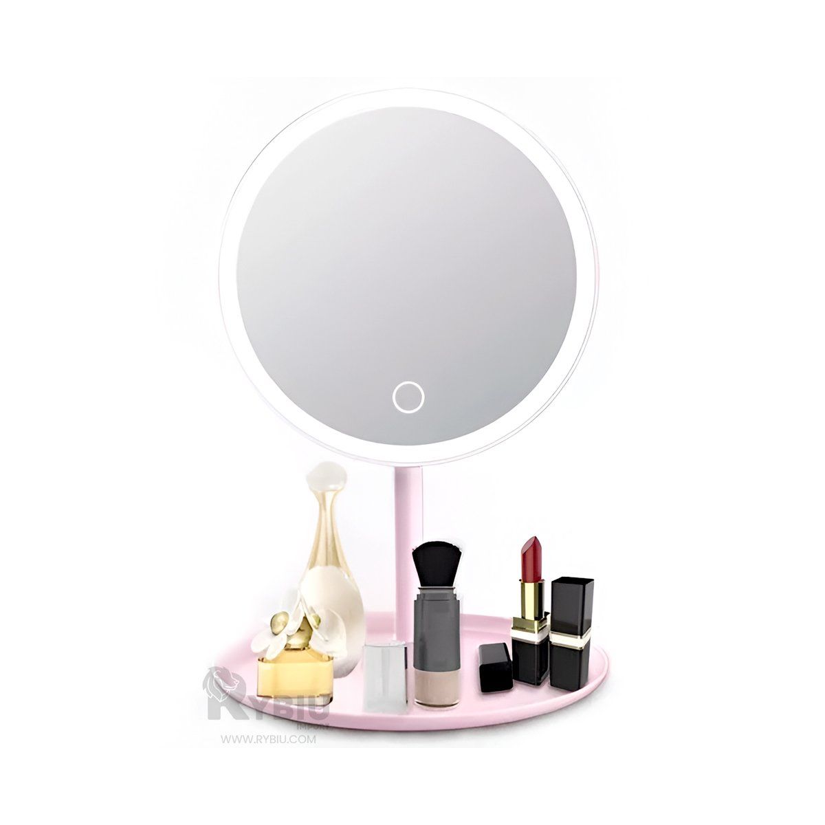 RYBIU IMPORT - Espejo de Maquillaje Led en Rosado Y+Papel de Regalo