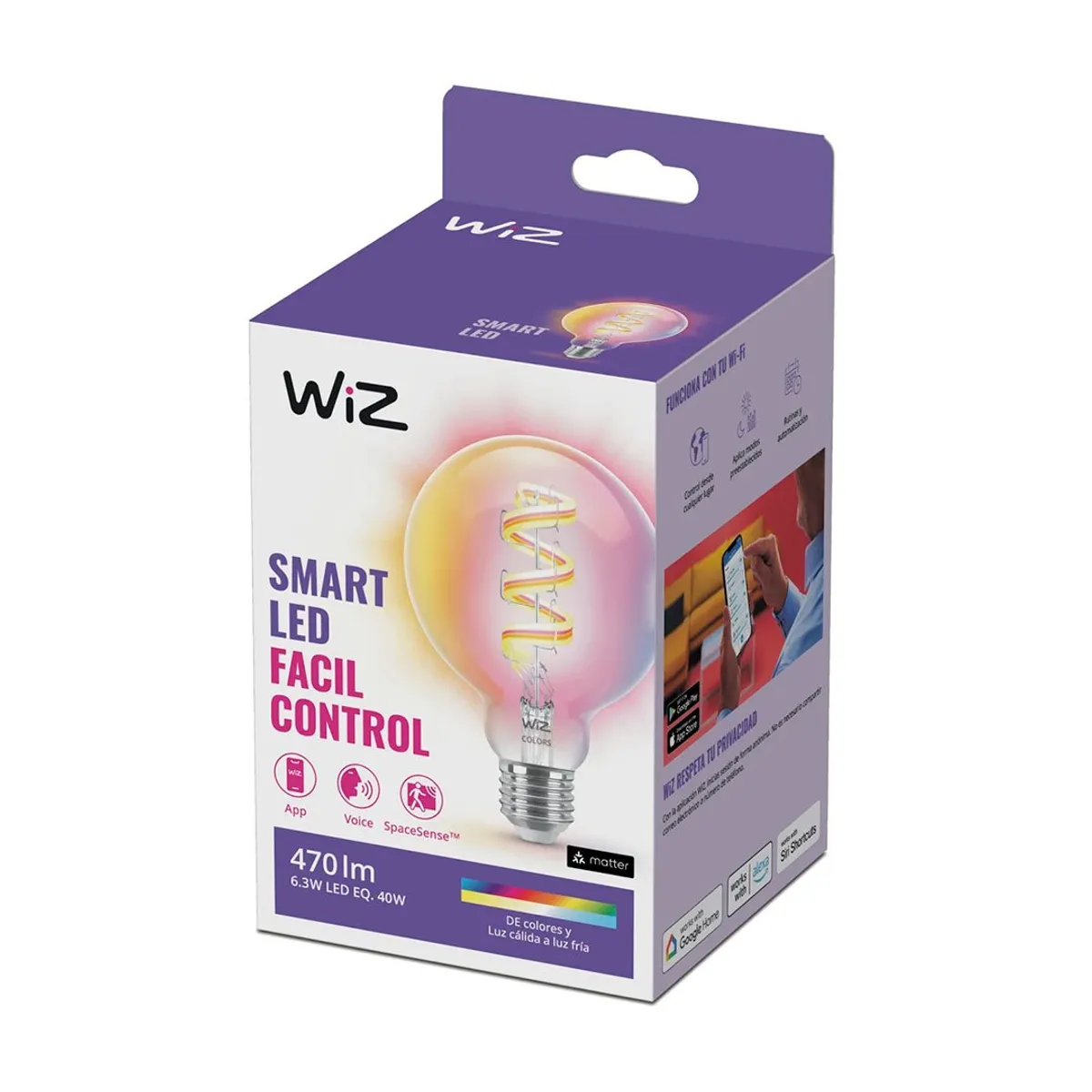 WIZ - WIZ Foco Led Filamento Clear Globo RGB WIFI Inteligente G95 E27