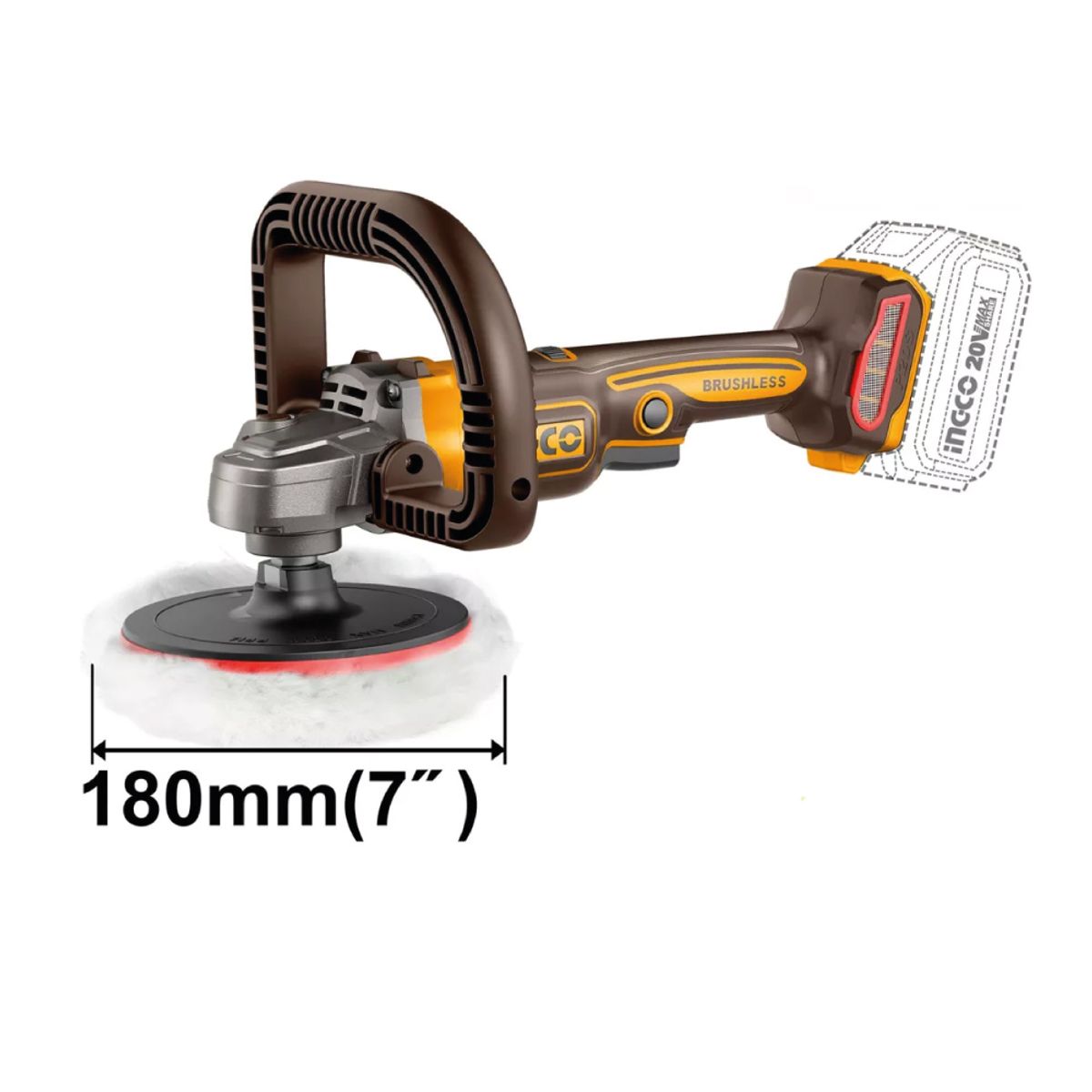INGCO TOOLS - PULIDORA INGCO 20V + BATERÍA 40AH + CARGADOR APLI20181
