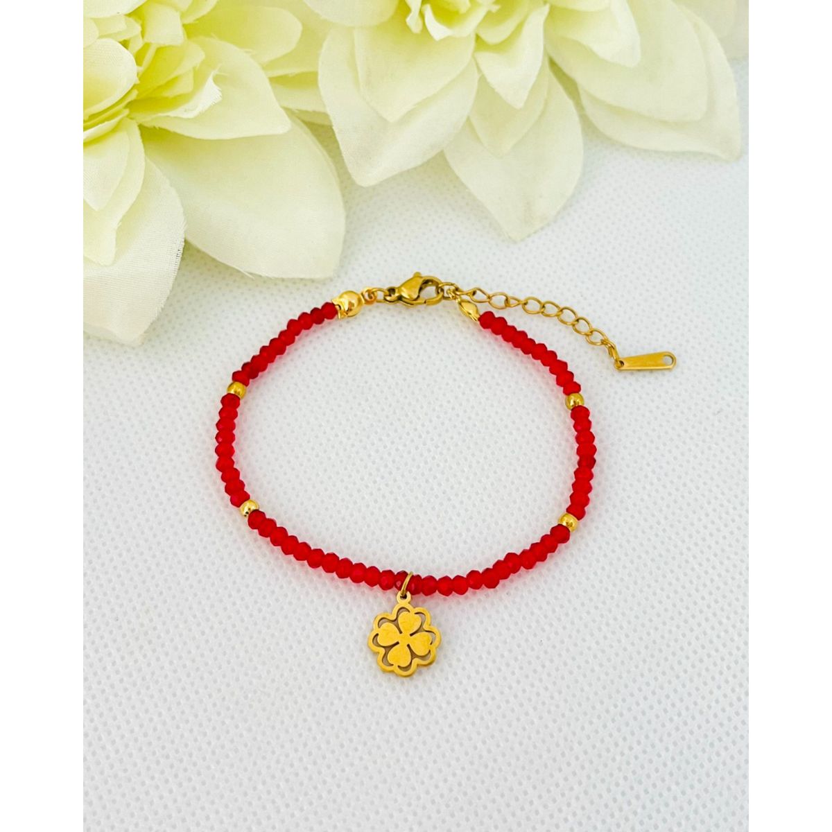 GENERICO - Pulsera Regulable Muranos y Acero Trébol - Heydi