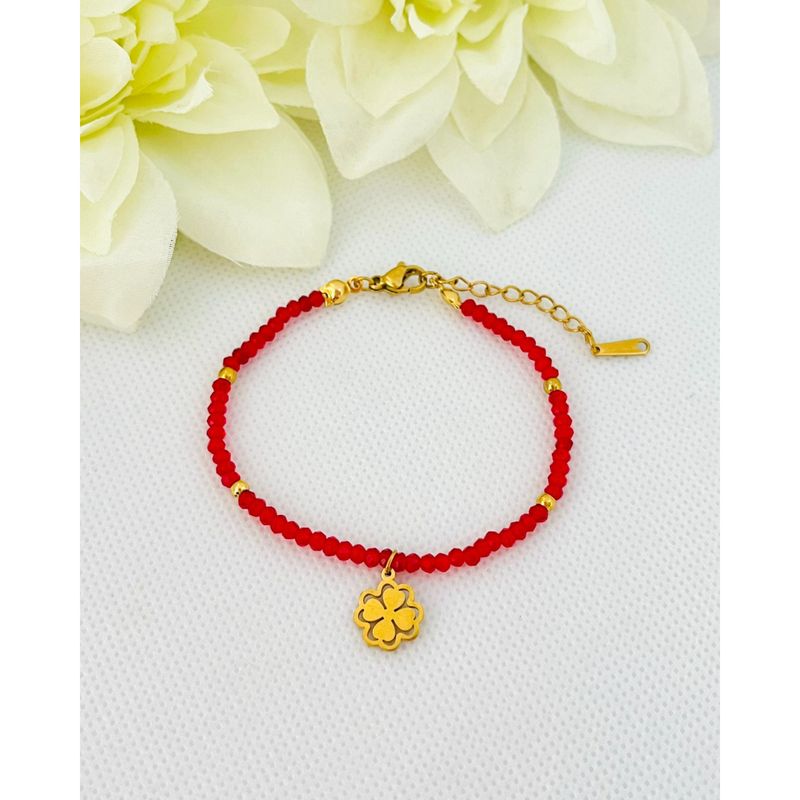 GENERICO - Pulsera Regulable Muranos y Acero Trébol - Heydi