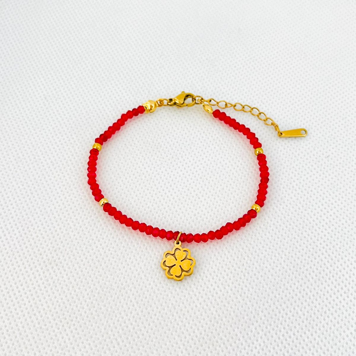 GENERICO - Pulsera Regulable Muranos y Acero Trébol - Heydi