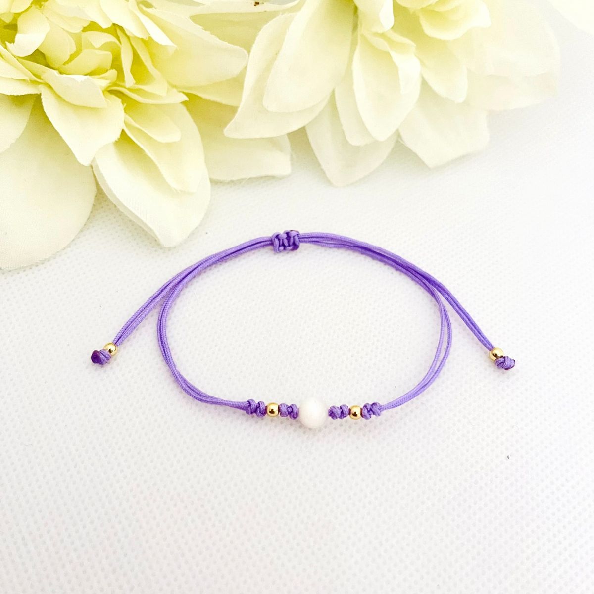 GENERICO - Pulsera Regulable Hilo Acero y Perla Checa  Karen