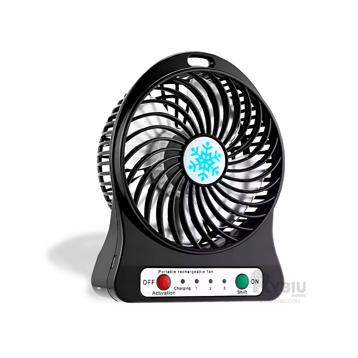 RYBIU IMPORT - Ventiladora Practica en Color Negro Y+Banderitas Adhesivas