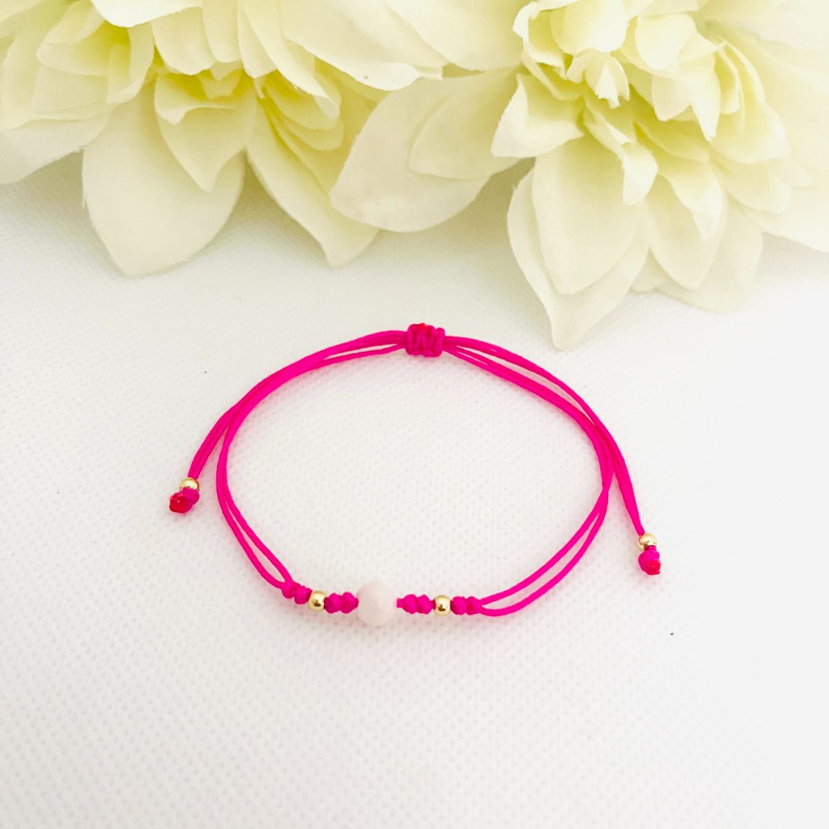 GENERICO - Pulsera Regulable Hilo Acero y Perla Checa  Karen