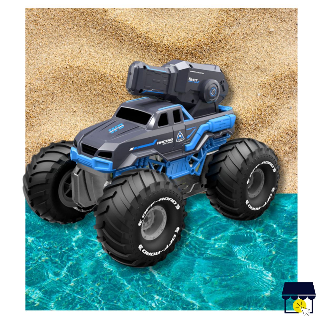 GENERICO - Carro anfibio a control remoto con lanzador de agua - AZUL