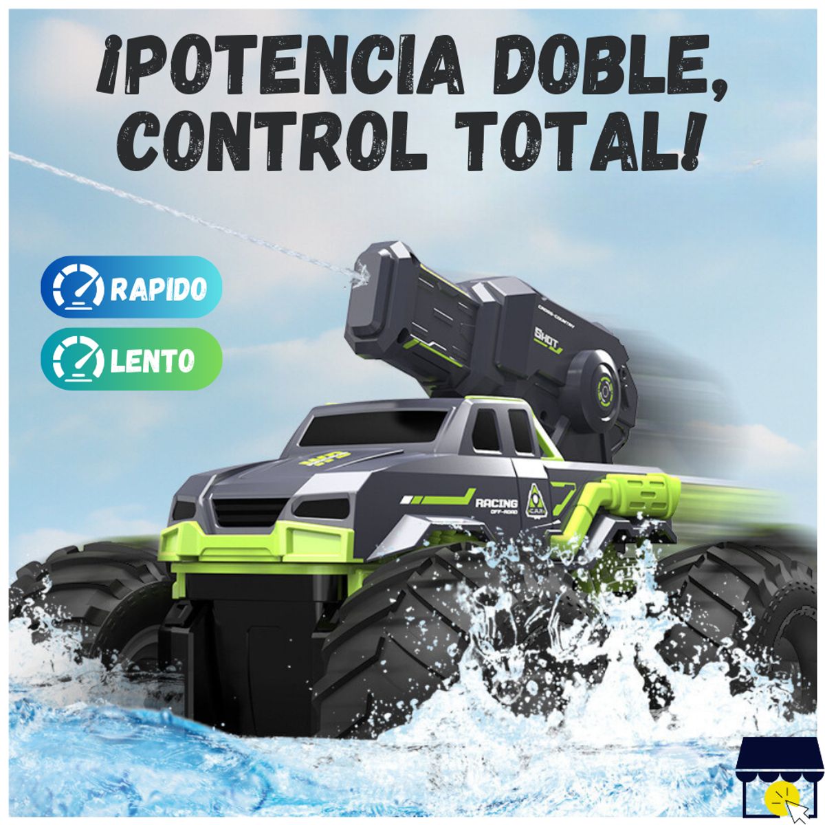 GENERICO - Carro anfibio a control remoto con lanzador de agua - AZUL