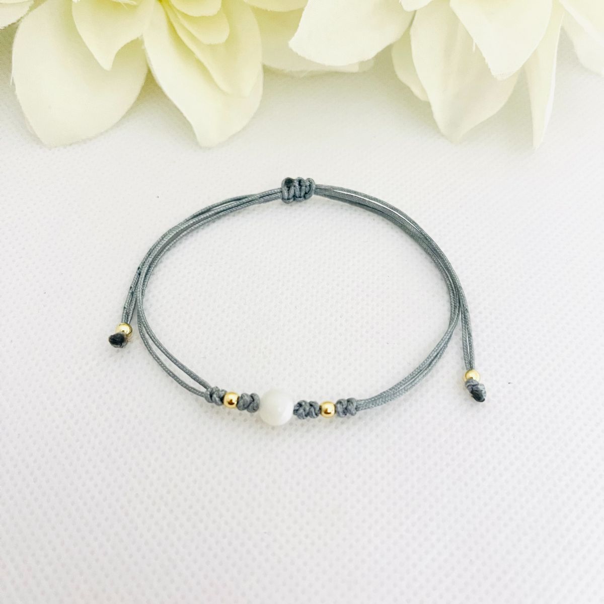 GENERICO - Pulsera Regulable Hilo Acero y Perla Checa  Karen