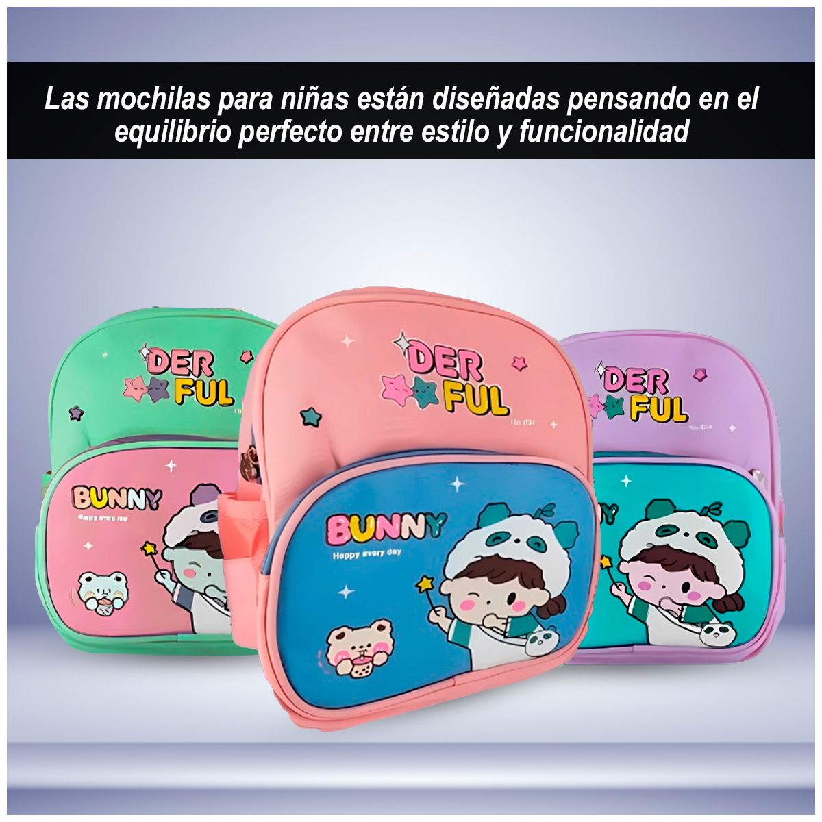 GENERICO - Mochila para niña 30 cm Morado