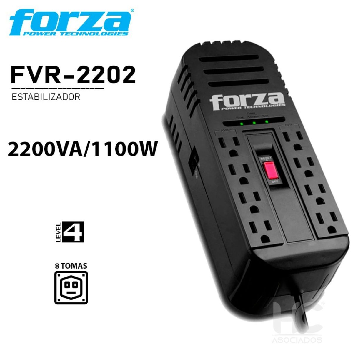 FORZA - Forza Regulador de Voltaje Auto 2200VA/1100W 8 NEMA 220V - FVR-2202