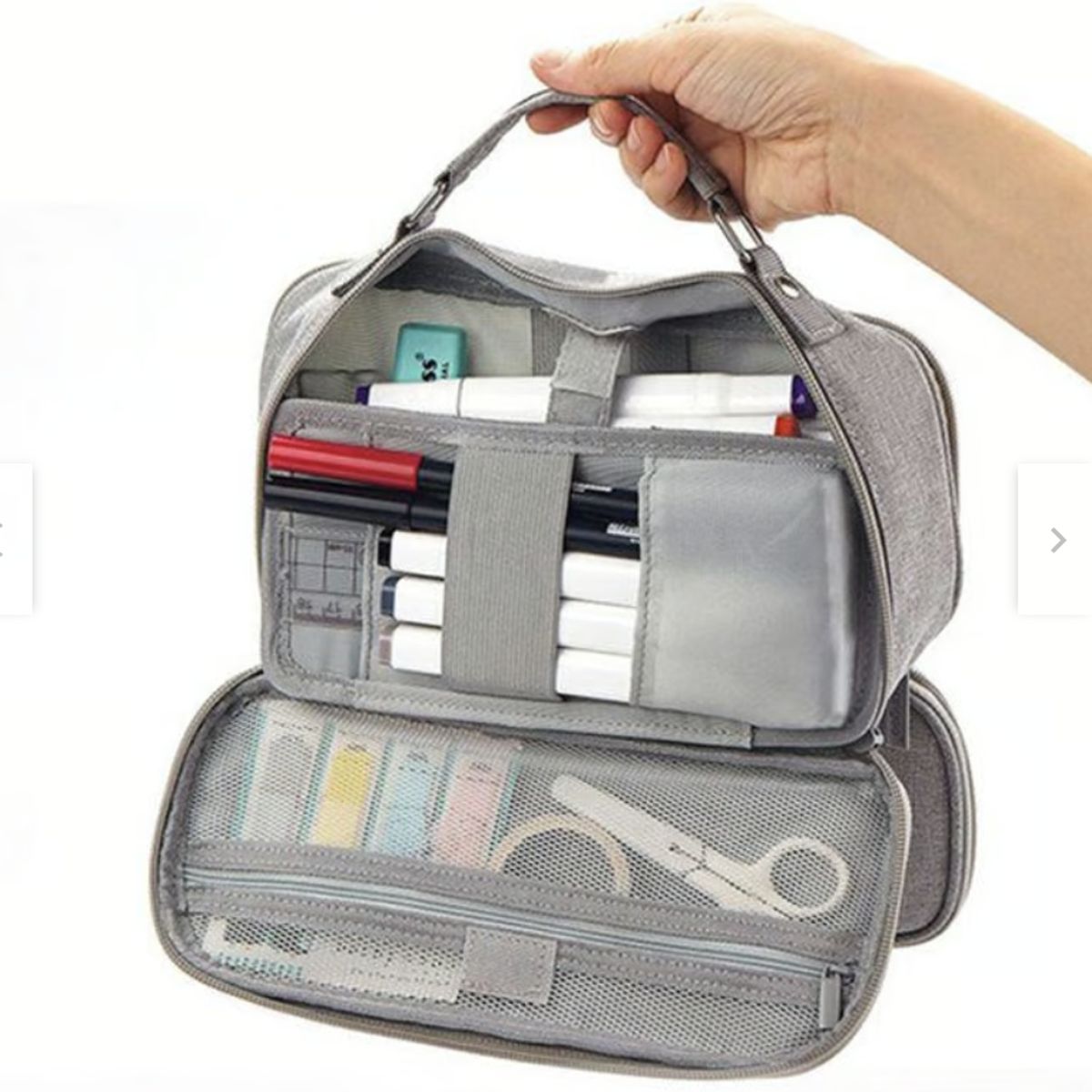 GENERICO - CARTUCHERA MULTIFUNCIONAL ORGANIZADOR MAQUILLAJE PLOMO