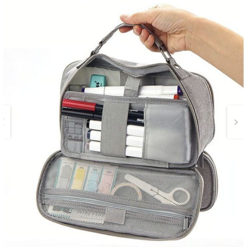 GENERICO - CARTUCHERA MULTIFUNCIONAL ORGANIZADOR MAQUILLAJE NEGRO