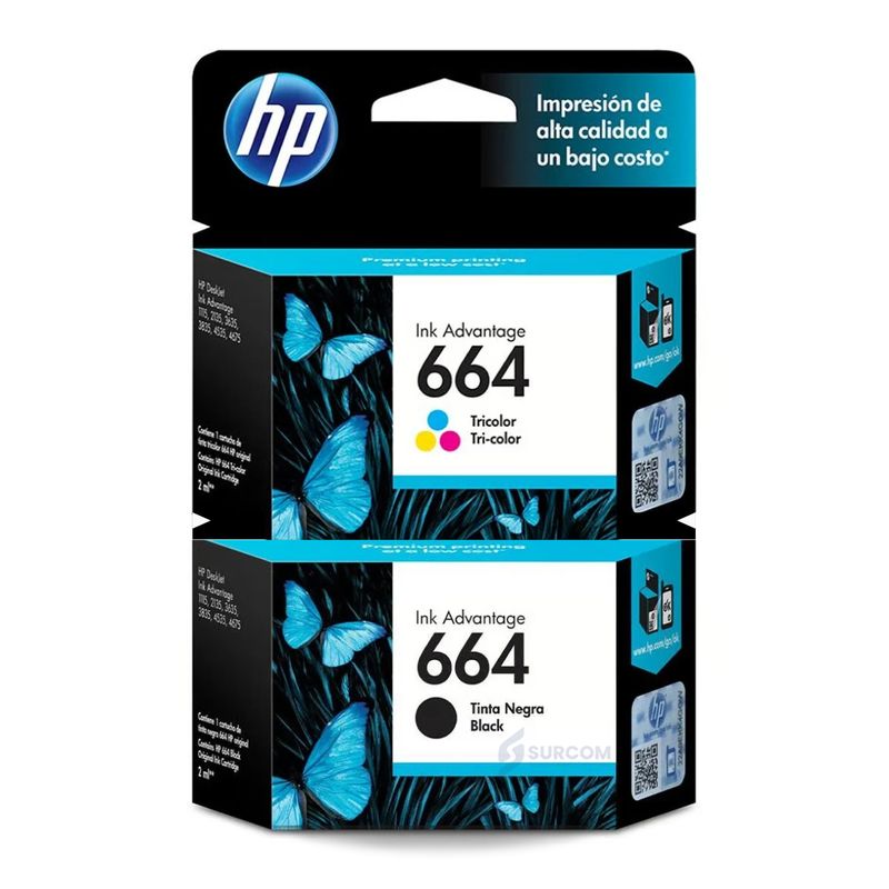 HP - Kit Tinta HP 664 Negro Tricolor Pack