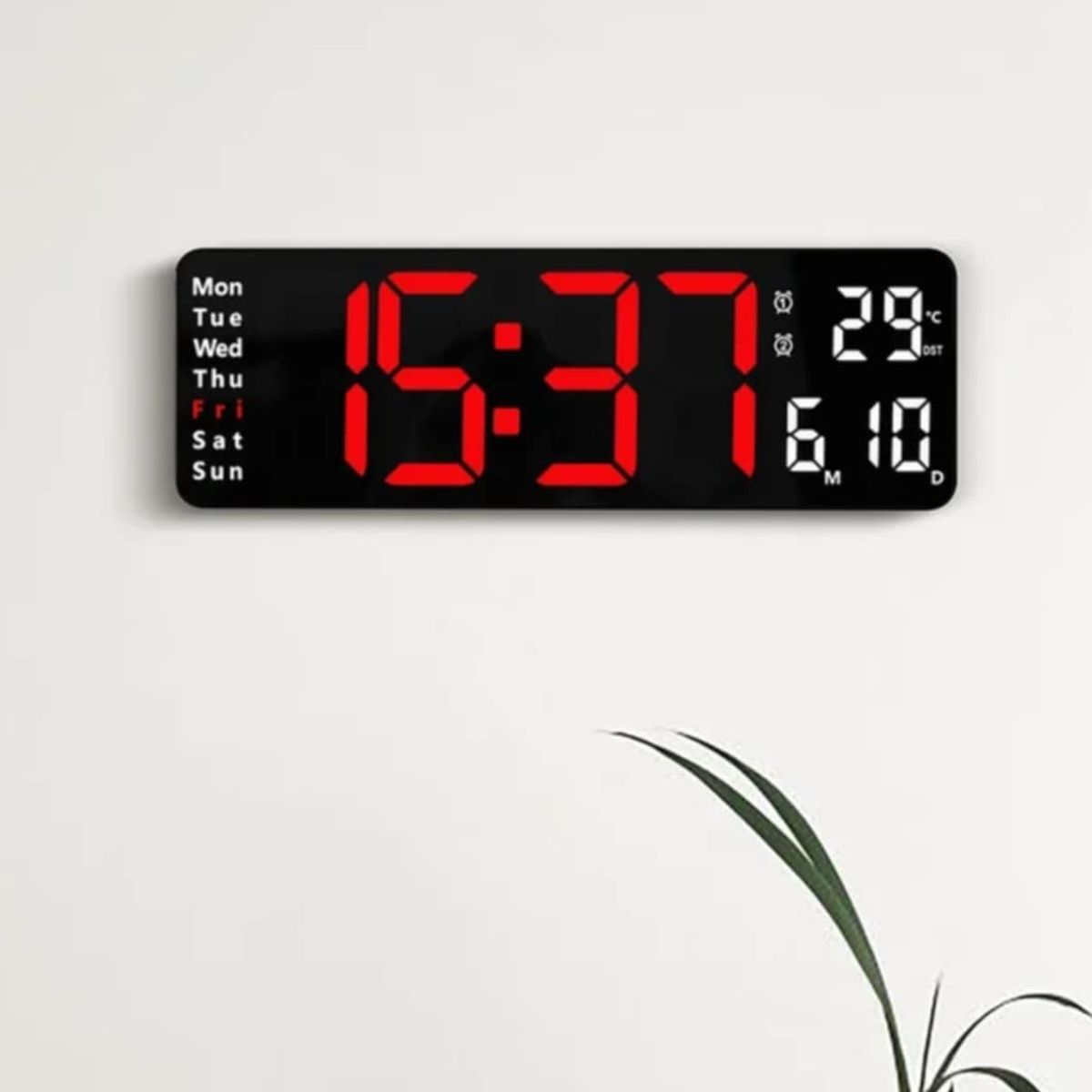 GENERICO - Reloj de Pared Digital Grande LED con Control Alarma + Temperatura Mes