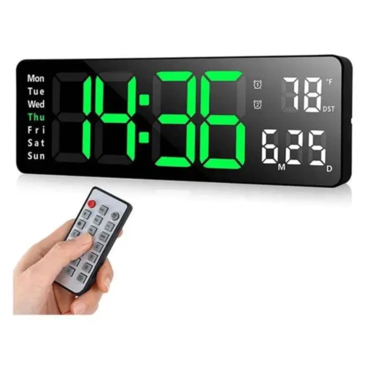 GENERICO - Reloj de Pared Digital Grande LED con Control Alarma + Temperatura Mes