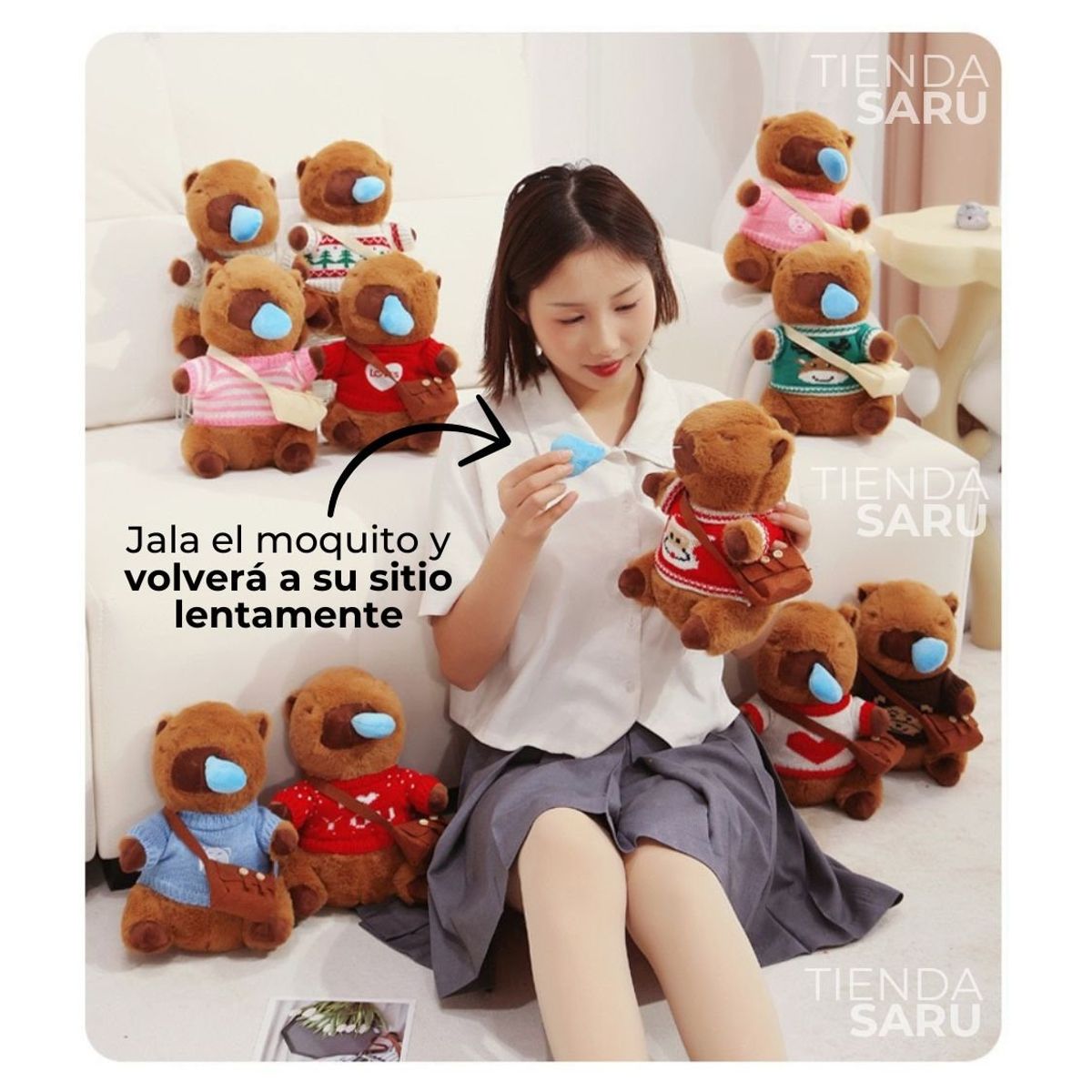 GENERICO - PELUCHE CAPIBARA MOQUITO RETRÁCTIL 25 CM