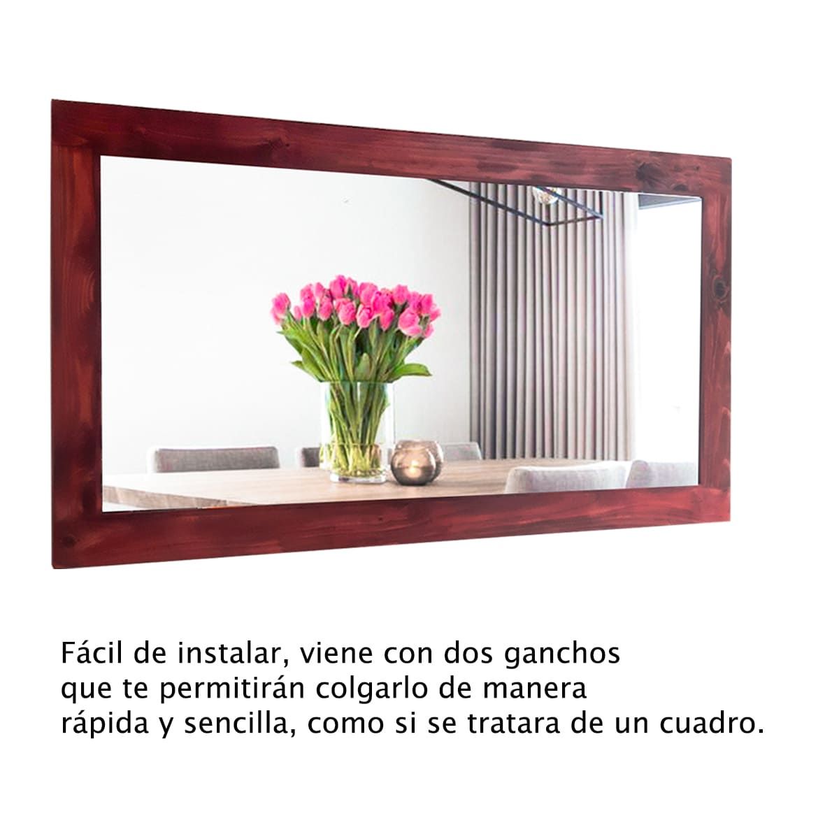 GENERICO - Espejo Ébano de Madera Reciclada Rústico color Nogal