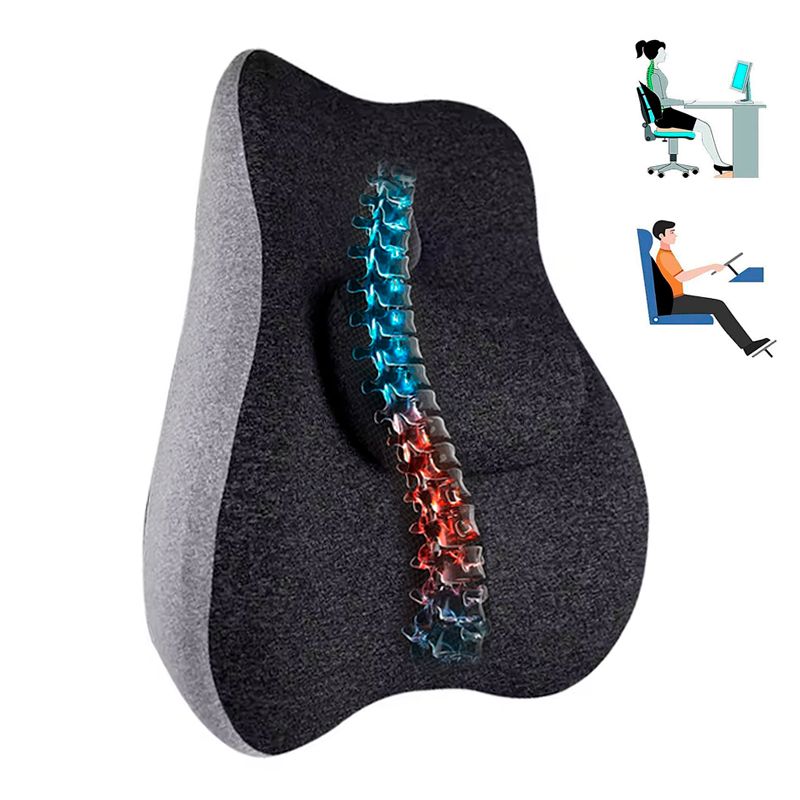 GENERICO - Cojin Ergonomico Lumbar Hanma Extra Foam + Funda+ Gel+ Soporte Ergo