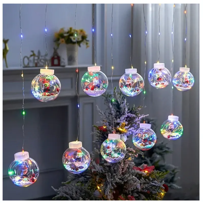 INSPIRA MARKET - Cortina Luces Guirnalda Led Con Esferas Decoración Navidad Multicolor