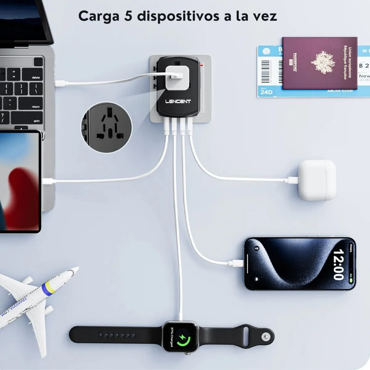 SANC - Adaptador Internacional Enchufe Universal Viajero 200 Paises