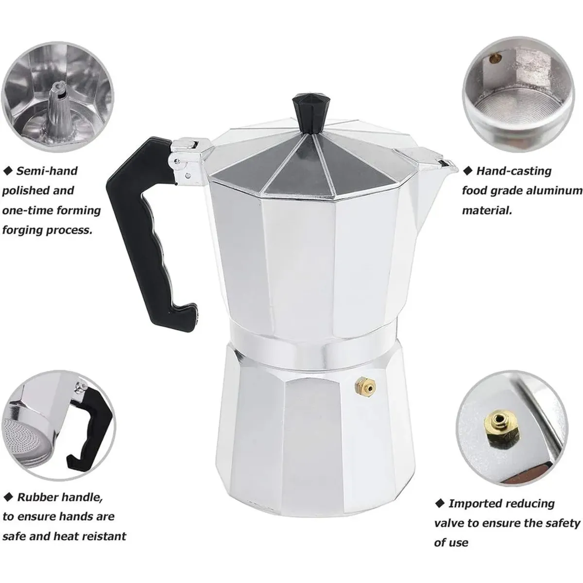 ICHIMATSU - Cafetera Italiana de Aluminio para 12 Tazas - Moka Clásica