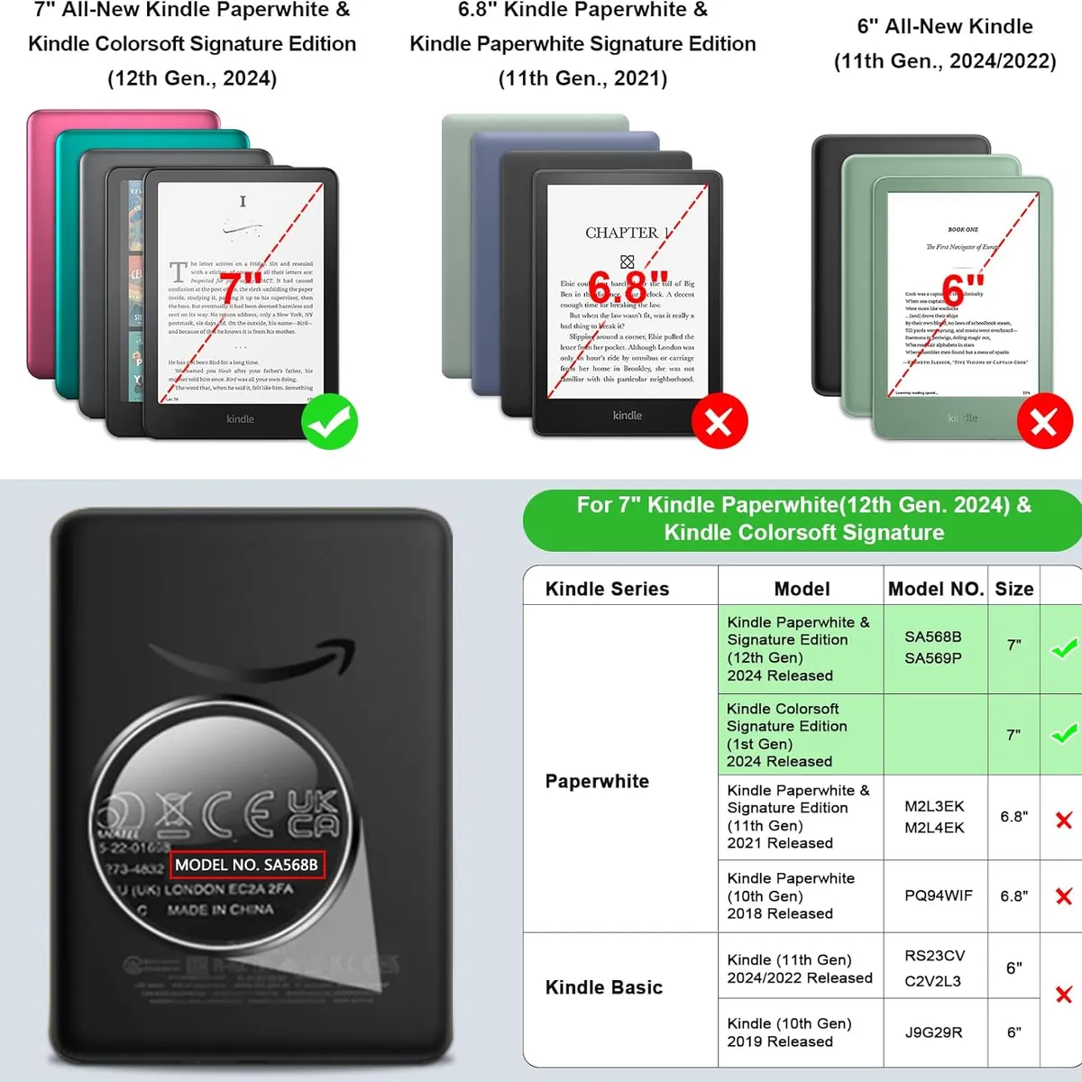 FINTIE - Funda Soporte Kindle Paperwhite 12 y Colorsoft gen de 7 pulg - Libreria