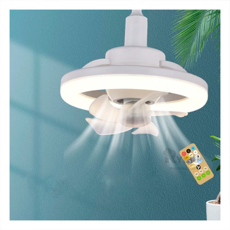 RYBIU IMPORT - Foco Ventilador 2 x 1 con 5 Aspas e Color Blanco