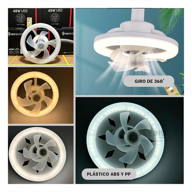 RYBIU IMPORT - Ventilador Facil Transporte en Blanco Y+Envoltorio de Regalo