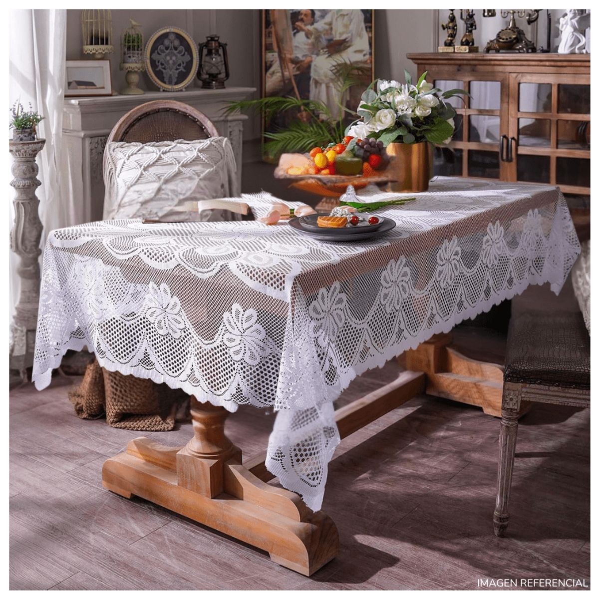 INSPIRA MARKET - Mantel de Mesa Encaje Hilo Rectangular 150cm x 250cm