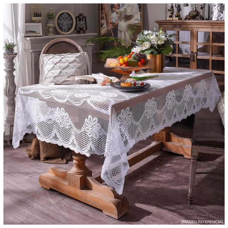 INSPIRA MARKET - Mantel de Mesa Encaje Hilo Rectangular 150cm x 250cm