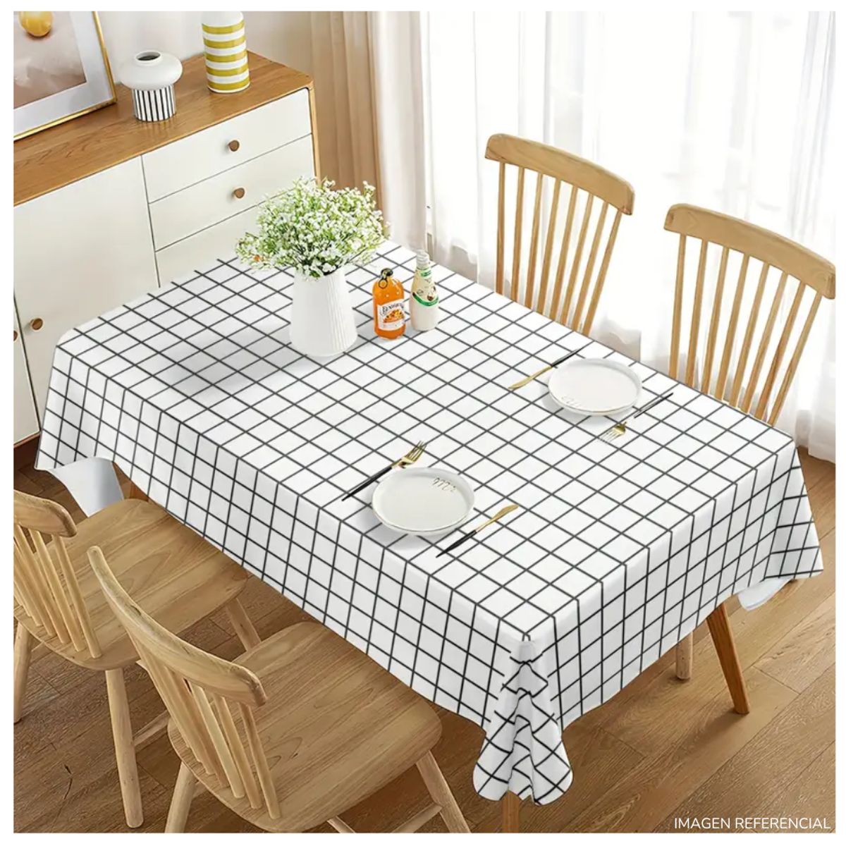 INSPIRA MARKET - Mantel de Mesa a Cuadro Rectangular 150cm x 250cm