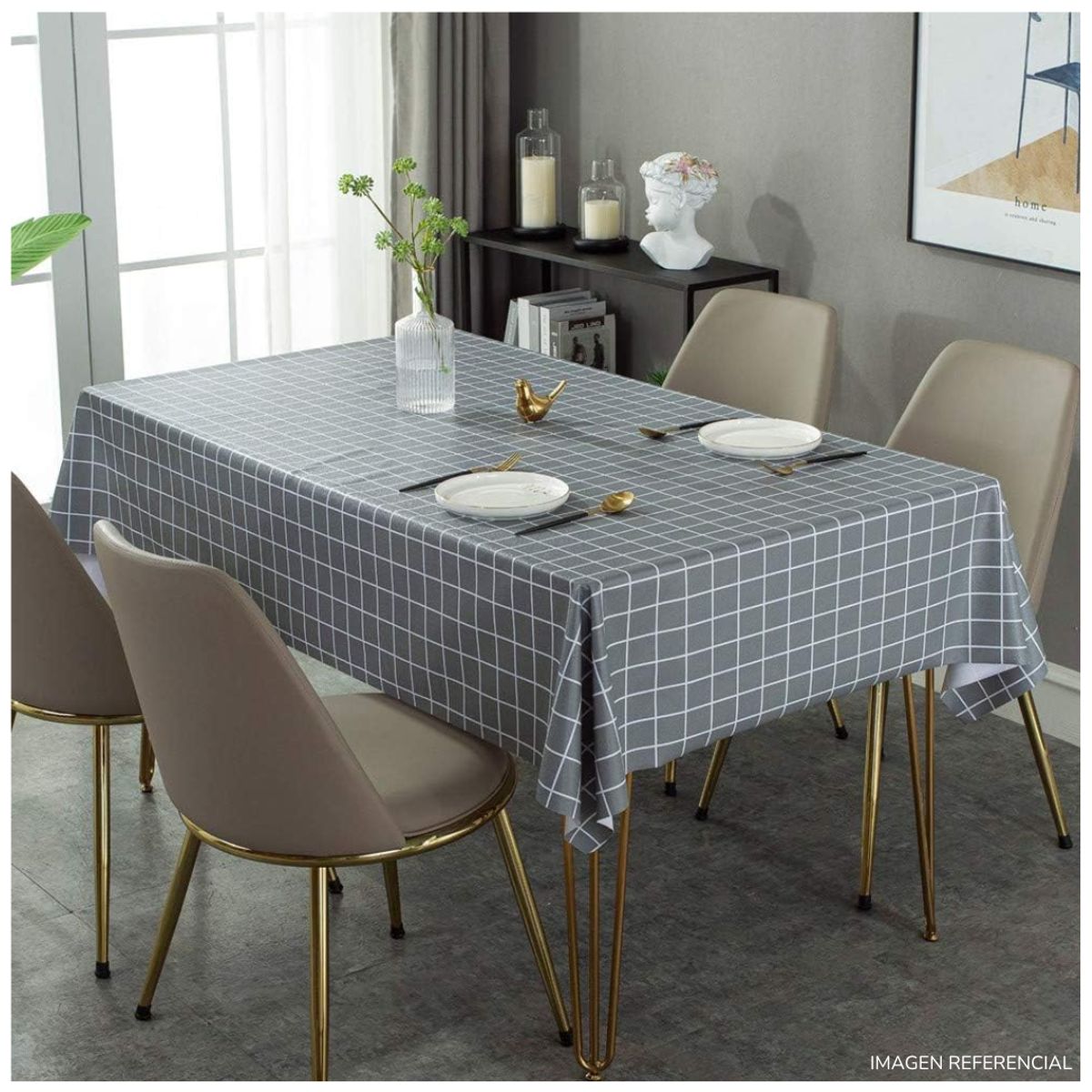 INSPIRA MARKET - Mantel de Mesa a Cuadros Rectangular 150cm x 250cm