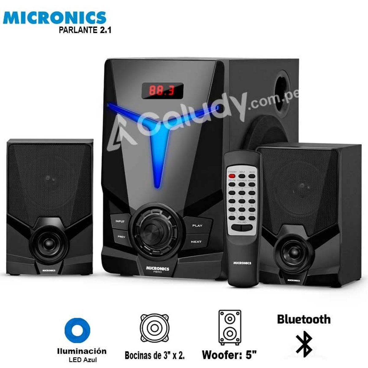 MICRONICS - Parlante Micronics 2.1 Fiero - MIC S7000KTV USB  Micro SD FM Bluetooth