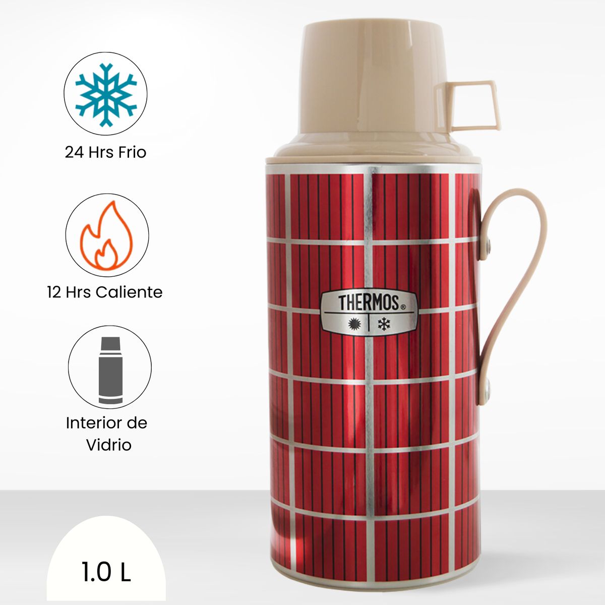 THERMOS - Termo de Bebida para Hogar Escocés 1.0l Rojo