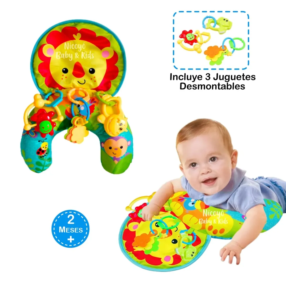 MEYING - Almohada Cojín para Tummy Time de Bebés - LEONCITO