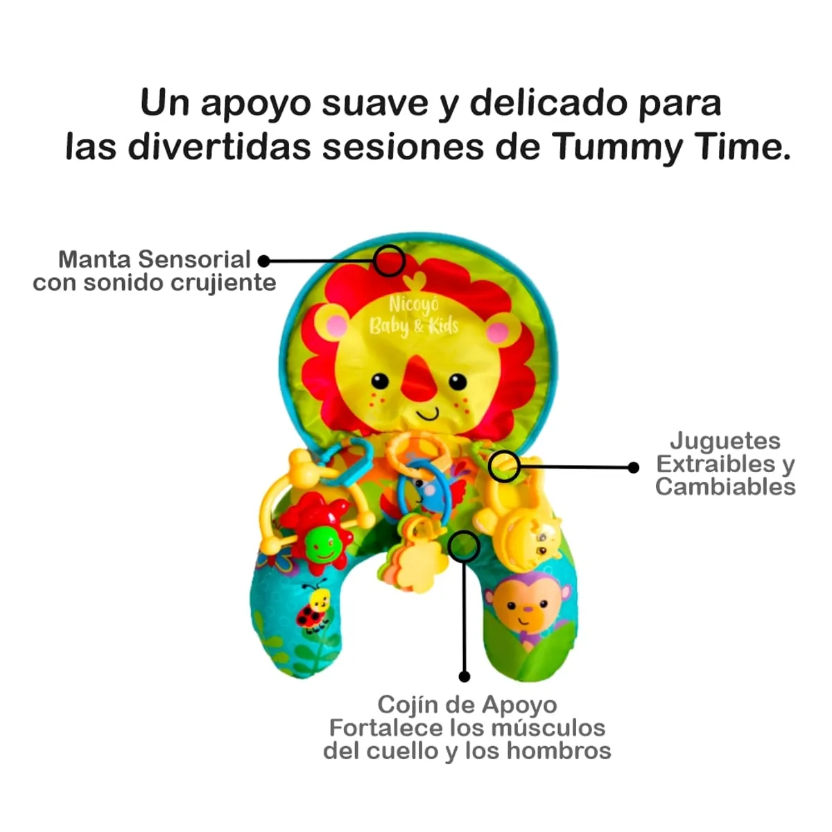 MEYING - Almohada Cojín para Tummy Time de Bebés - LEONCITO