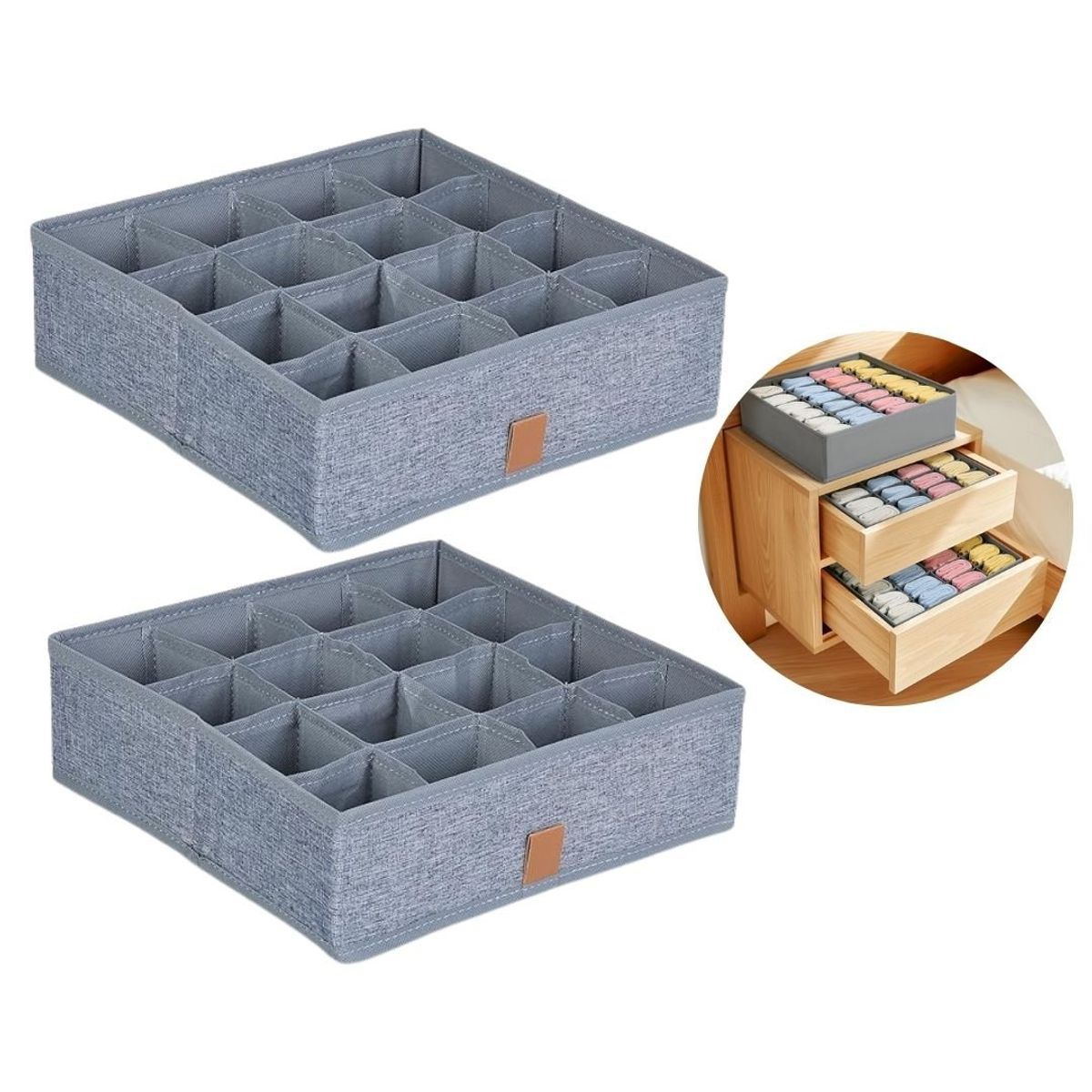 GENERICO - Organizador De Cajones Para Ropa 16 Divisiones x2 Unids