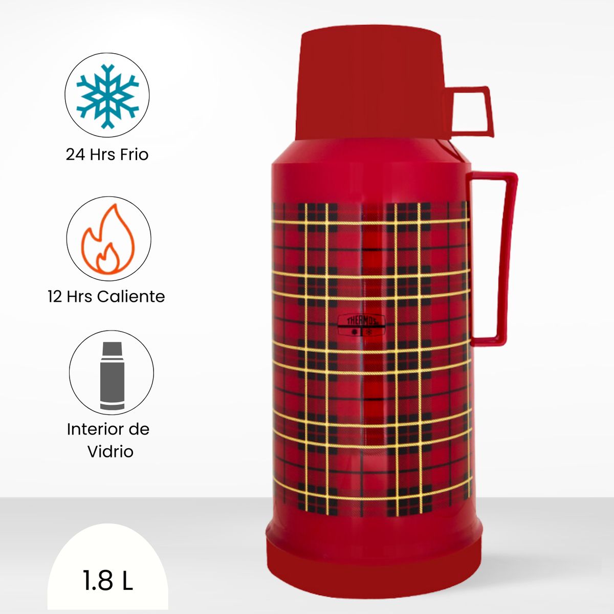 THERMOS - Termo de Bebida para Hogar Tradicional 1.8l Rojo