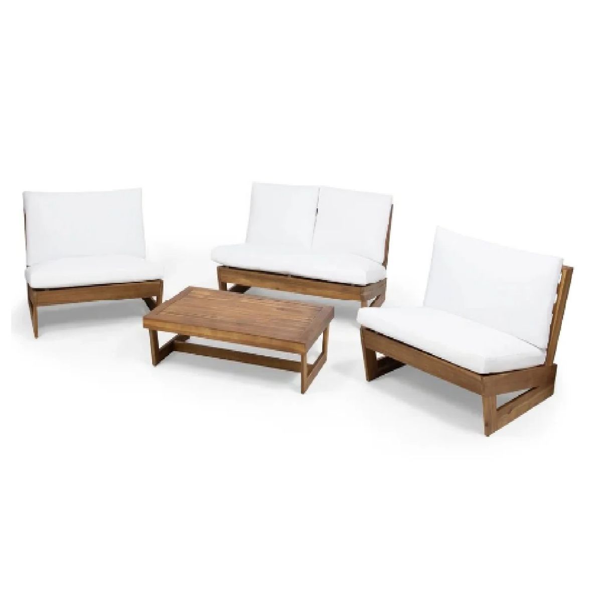 DMUEBLES - DM Juego de Sala para Terraza de 2-1-1 cuerpos + Mesa de Centro - Blanco