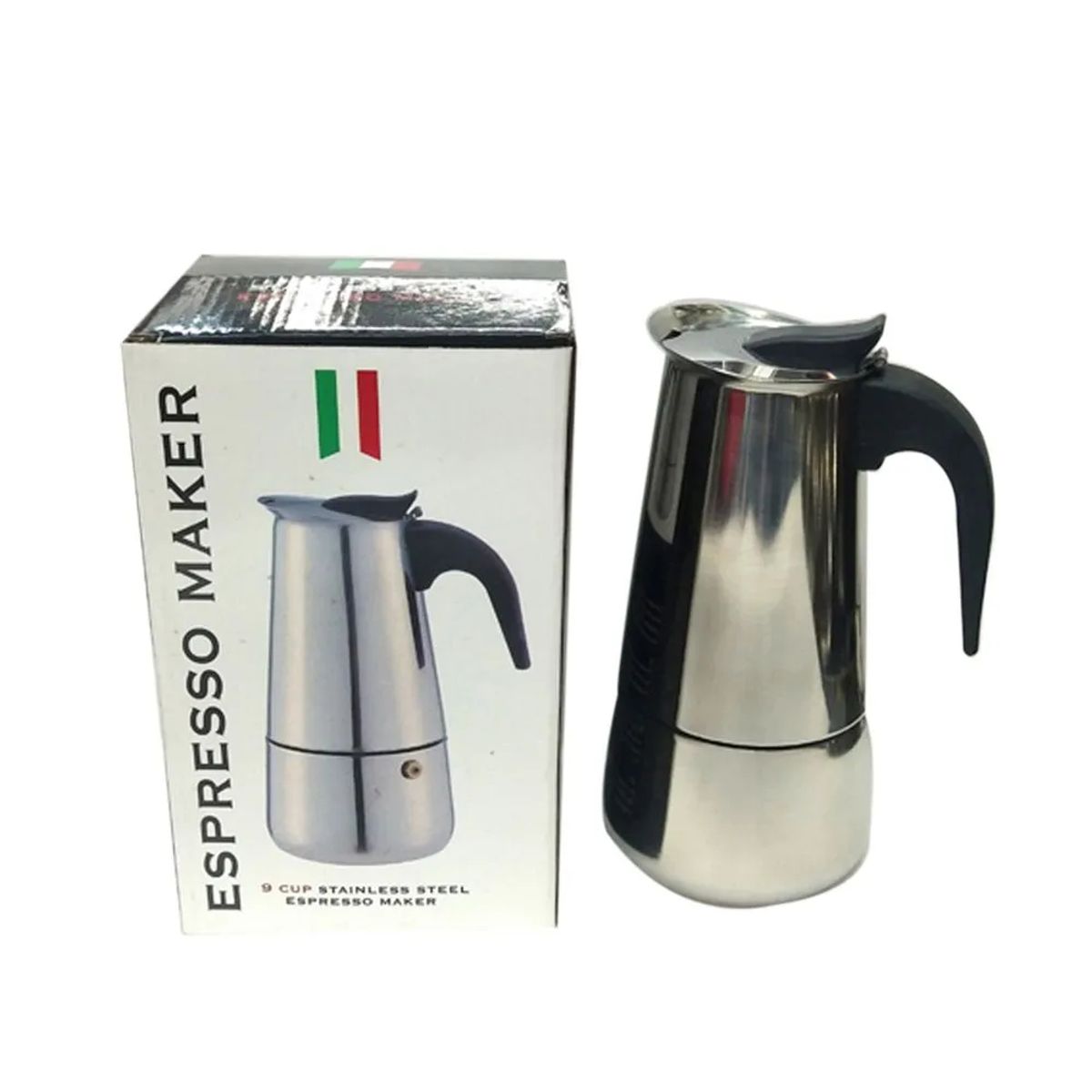 ICHIMATSU - Cafetera Italiana de Acero Inoxidable para 9 Tazas - Espresso Maker