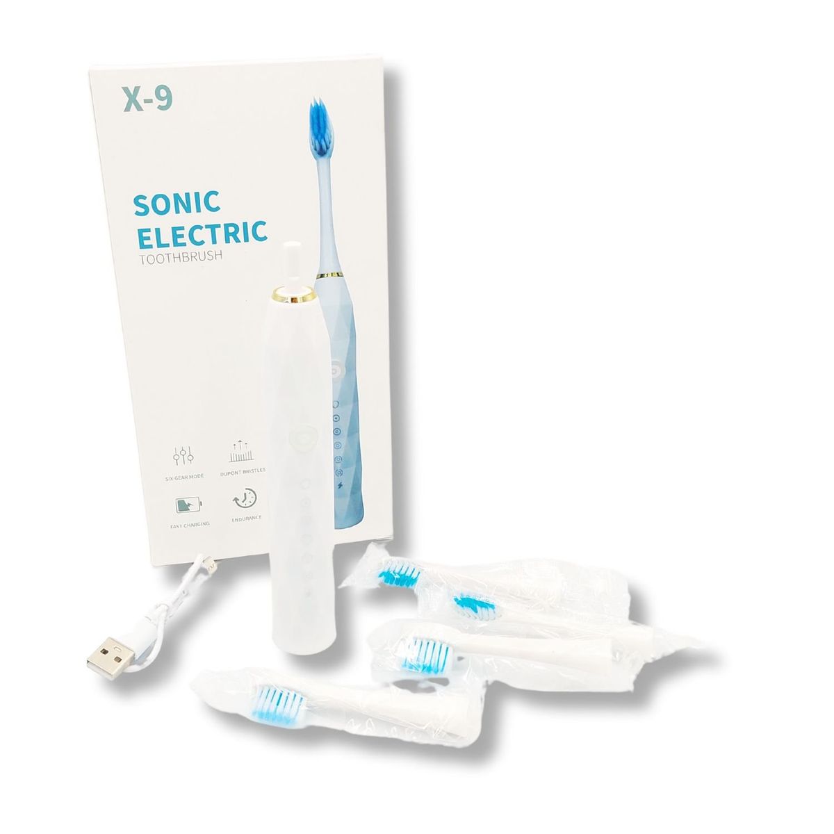 GENERICO - Cepillo de Diente Eléctrico Blanco con Repuesto con Cable