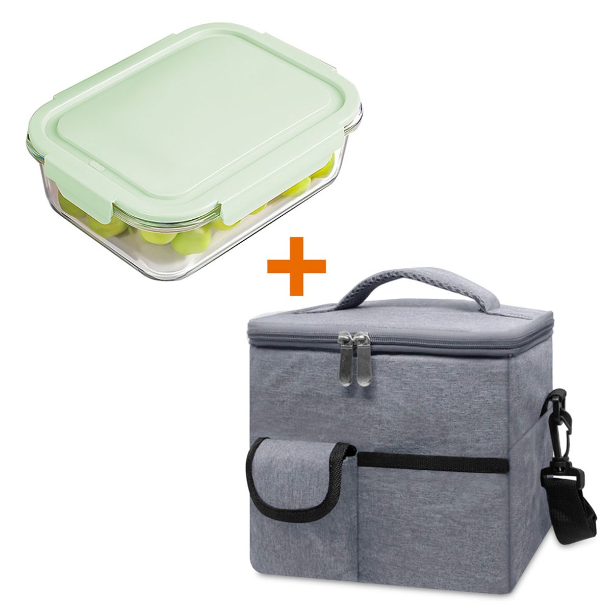 KELLER - Lonchera Térmica Impermeable PL B11 Y Táper de Vidrio Hermético VD U39