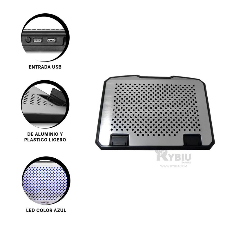 RYBIU IMPORT - Ventilador Boreal de Pc en Negro Y+Regalo Ligas para Peinar