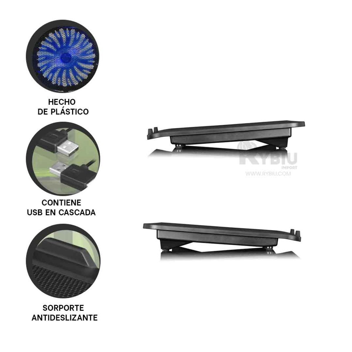 RYBIU IMPORT - Ventilador Eficaz Cruiser Color Negro Y+Post-it Adhesivos